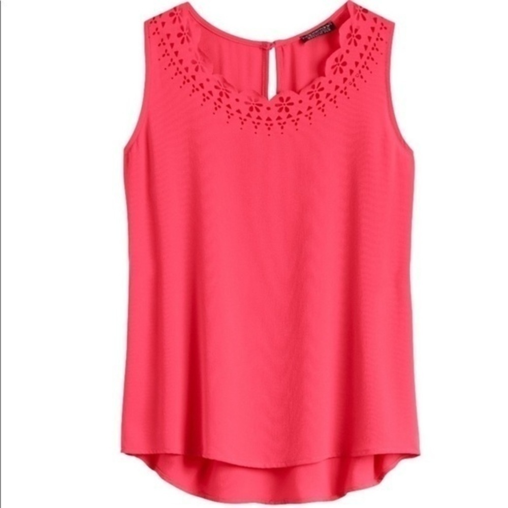 PAPERMOON Stitchfix Lasercut Sleeveless Blouse Coral NWT XS